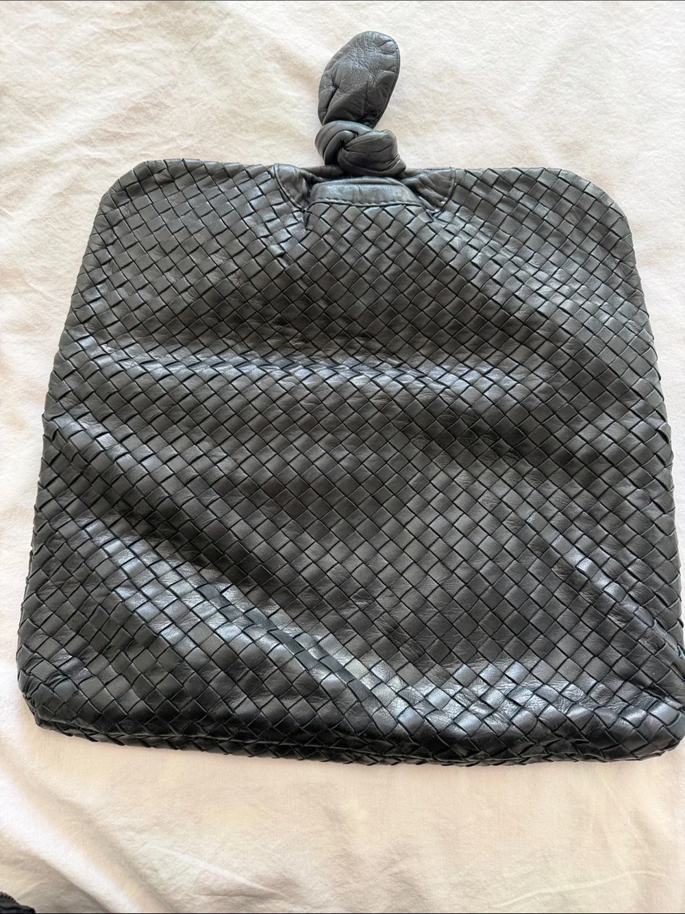 Vintage Cosci Woven Leather Travel Pouch - navy blue